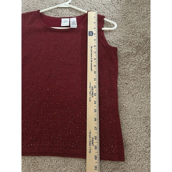 Emma James Beaded Sparkling Red Tank Silk Blend Blouse Size Small Holiday - Picture 7 of 9